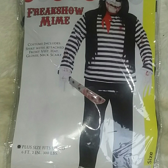 NWT Men's Spirit Plus Size Freakshow Mime Costume - Picture 4 of 8